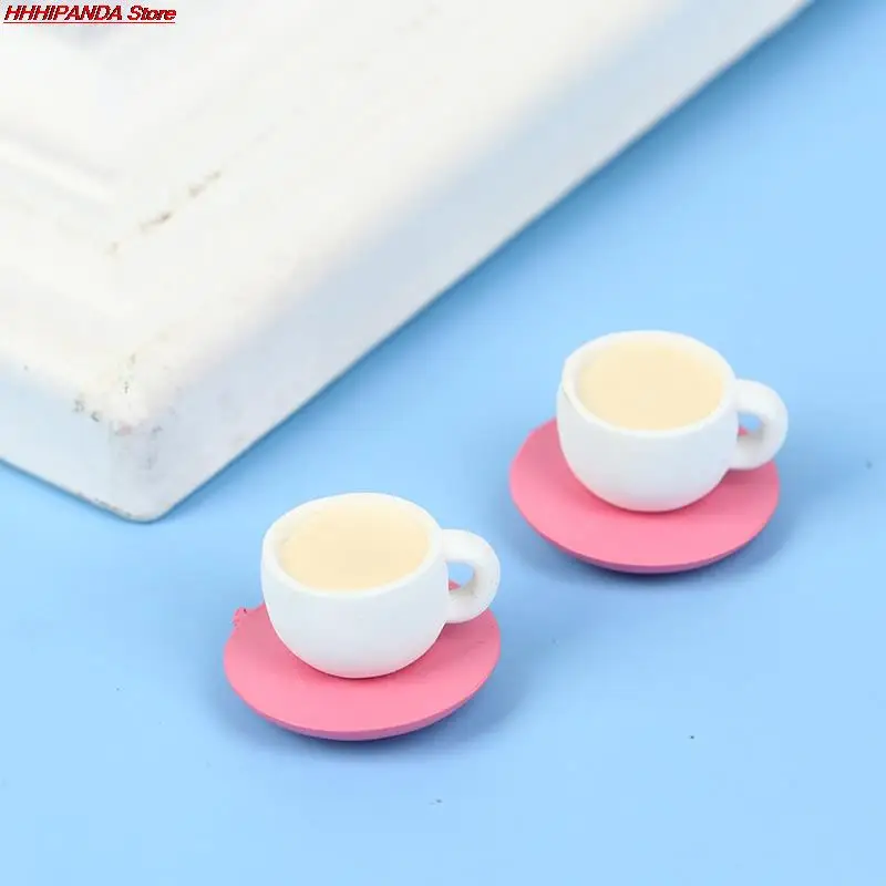 

2Pcs Miniature Doll house Coffee Cup cute Cup For Kitchen Room Food Drink New Furniture Toys Dollhouse Accessory