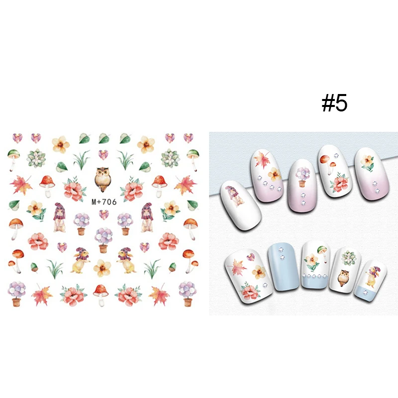 1 лист наклейки для ногтей цветы кленовые листья Тыква смешанные узоры
