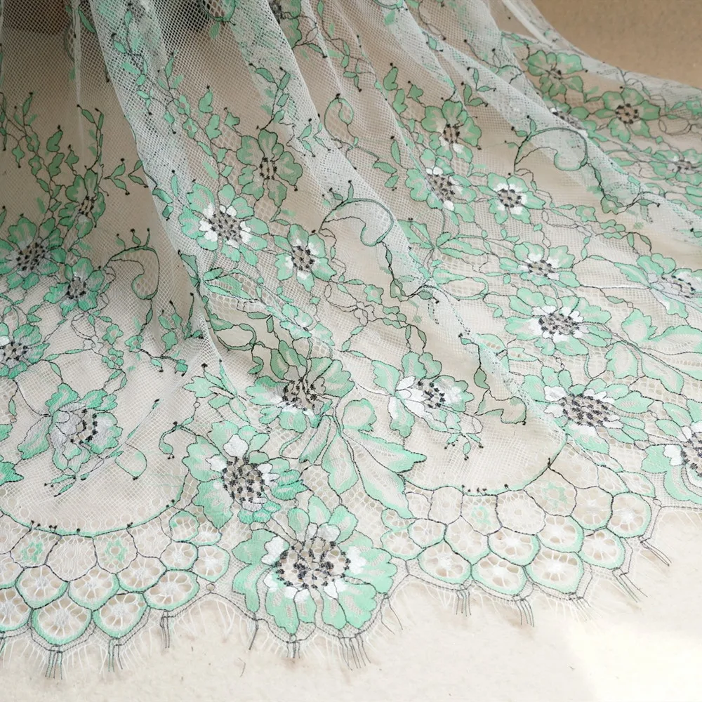 

3M / Lot Floral Bridal Chantilly Lace Fabric Delicate Two-tone Embroidery Lace Fabric Diy Clothes Wedding Dress Accessories