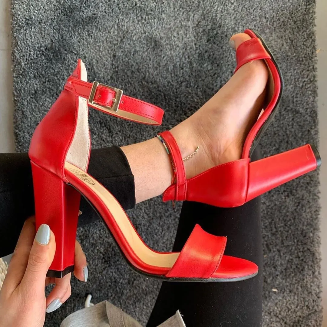 

Mst-037 Red Leather open-toed high-heeled women pumps shoes ladies party shoes heels wedding