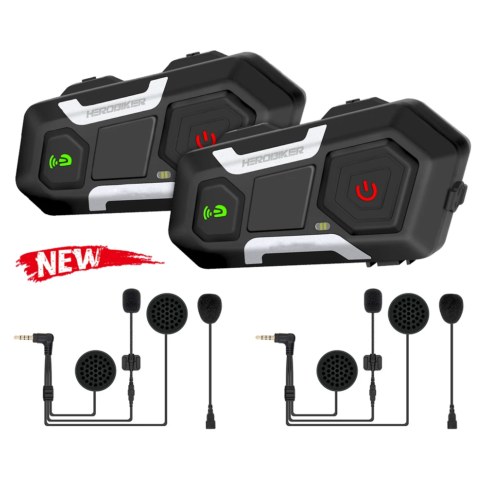 

HEROBIKER 2s1200M BT Motorcycle Helmet Intercom Waterproof Wireless Headphone HERO2S Moto Headset Interphone FM Radio