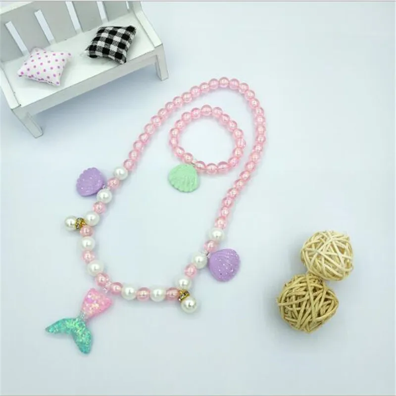 2019 жемчужный комплект украшений для детей Вечерние Бусы девочек ожерелье и