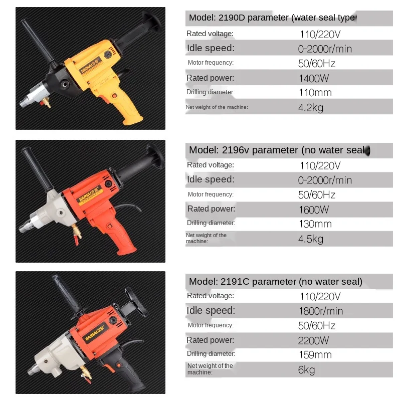

Water drill handheld drilling machine air conditioner concrete drilling drilling machine drilling dry drilling dual purpose