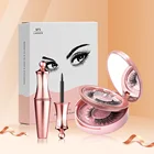 Набор Магнитных накладных ресниц 2 пары, жидкая подводка для глаз, завивка, 5 магнитов, натуральные мягкие, с пинцетом