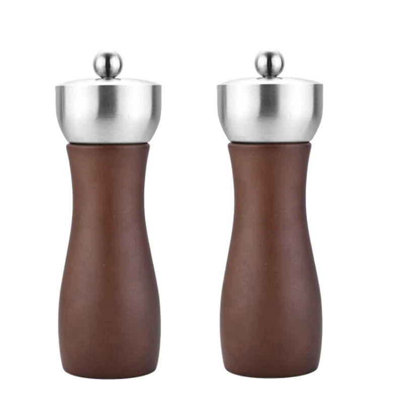 

2 Pcs Beech Grinder Stainless Steel Manual Pepper Grinder Ceramic Core Pepper Grinder Kitchen Tool