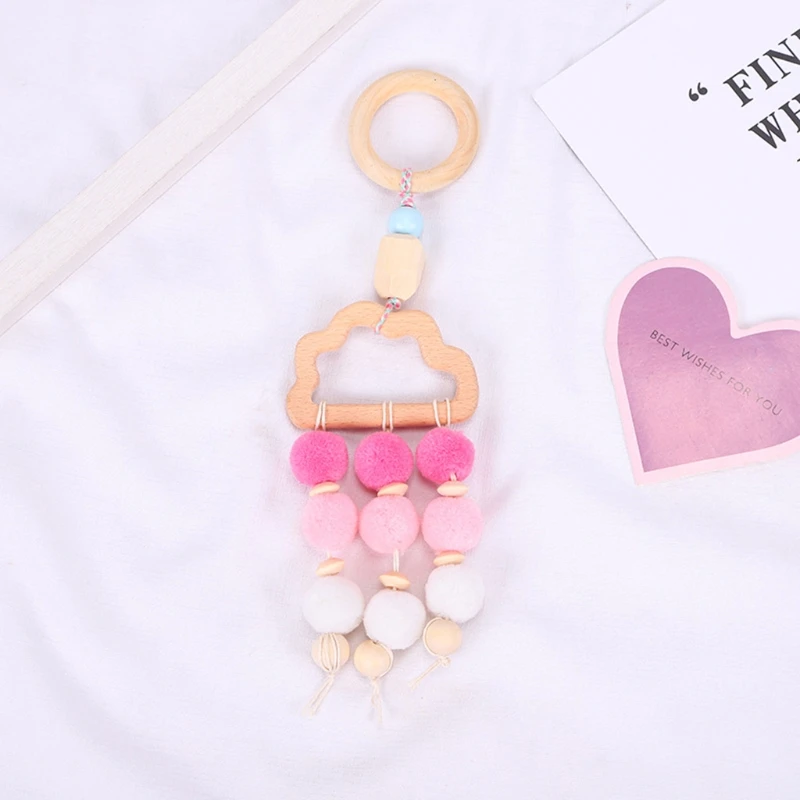 

4 Pcs/Set Baby Play Gym Wooden Frame Stroller Hanging Pendant Teether Rattle Toy