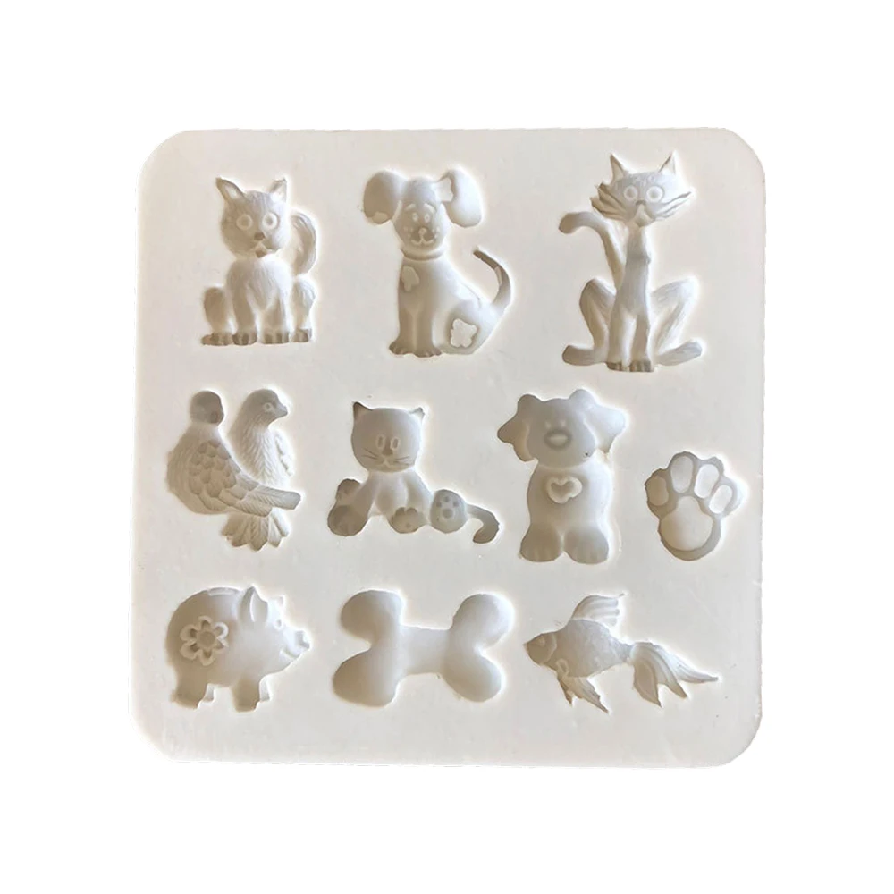 Мультяшные Животные Кошки Собаки в форме кости помадка торт Силиконовая форма