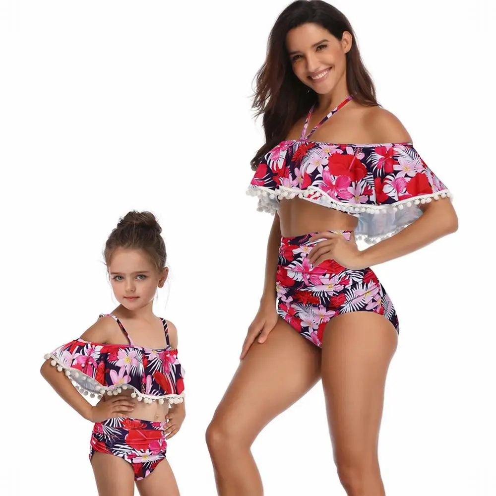 

2021 Women Sexy Floral Print Bikini Set Neckless High-Waisted Two Piece Swimsuit Girl Beach Bathing Suit Swimwear Biquinis