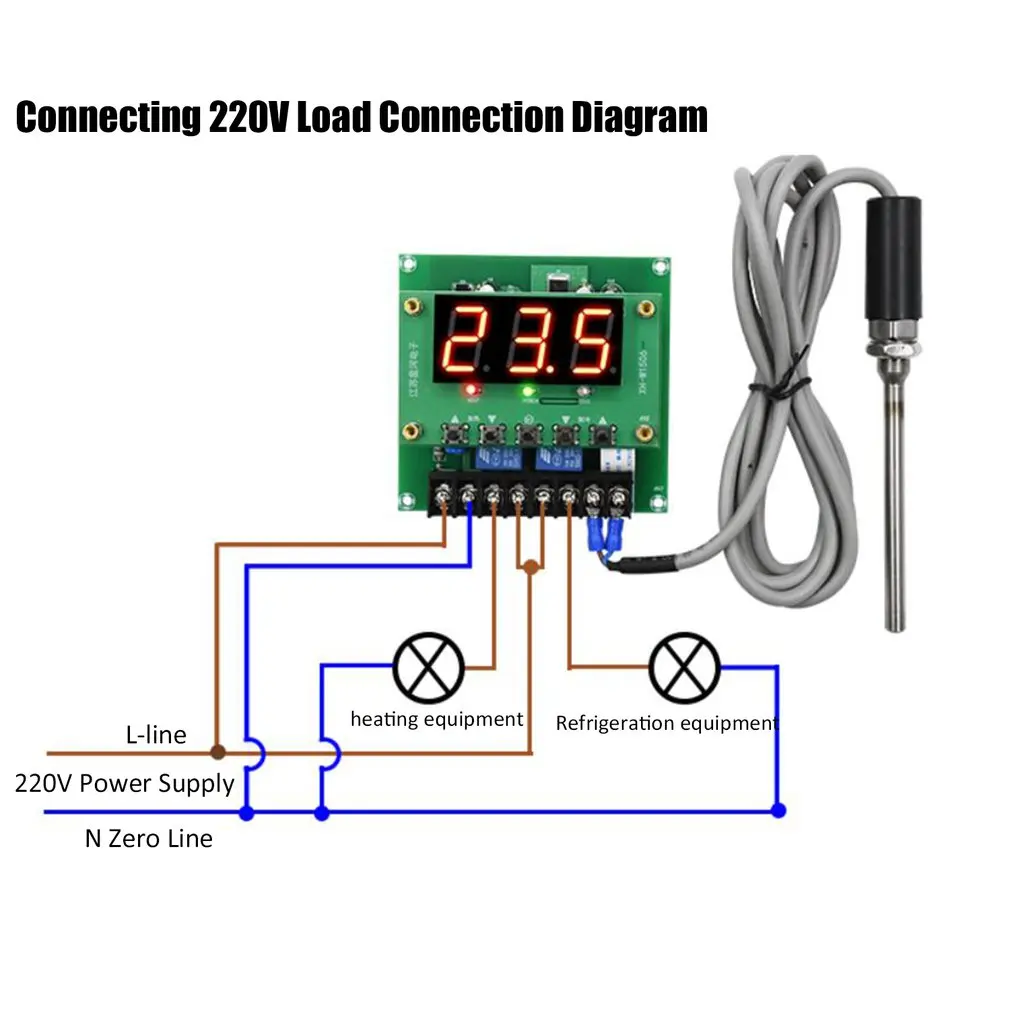 AC 220V Digital Two way Heating and Cooling Thermometer Temperature Controller Thermostat Incubator Control Microcomputer | Дом и сад