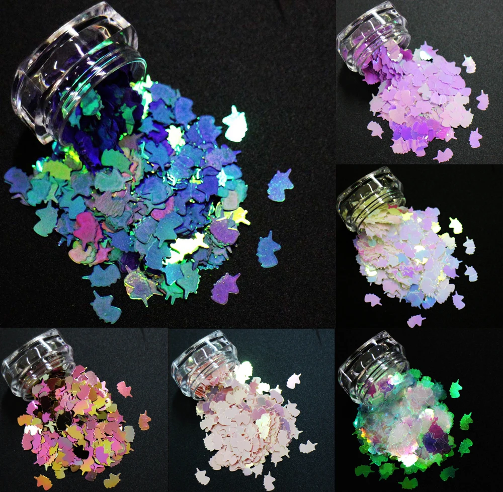 14 цветов! 8 мм Единорог формы пайетки переливчатая Радуга блестящие ломтики 3D