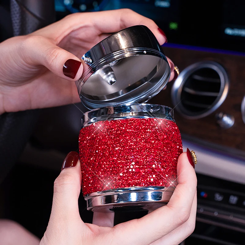 

Handmade Diamond Car Ashtray Portable Smokeless Can Vehicle Cigarette Holder Smoke Universal Cylinder Holder Car Accessories