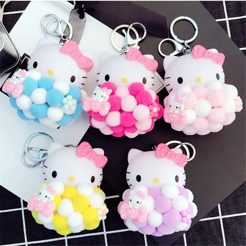 Милый котенок брелок с котом Женская мультяшная сумка KT брелки помпон подвеска