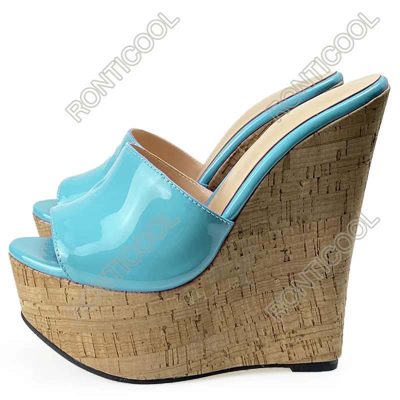 Босоножки женские Ronticool из лакированной кожи с открытым носком 10 цветов большие