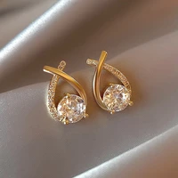 senior korean ins fashion temperament earrings female geometry cross crystal zircon 925 sterling silver ear needle stud earrings