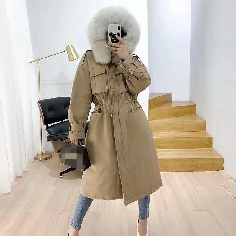 2019 женское ветрозащитное теплое зимнее пальто на утином пуху Воротник из