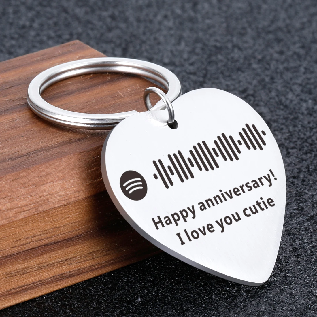 

Custom Music Spotify Scan Code Keychain I Love You Key Chain for Couple Husband Boyfriend Ring Laser Spotify Code Jewelry