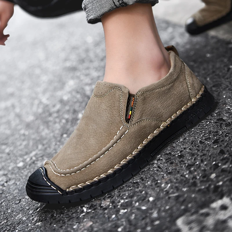 

Мужская модная удобная повседневная обувь; Мужские слипоны из коровьей замши светильник; Сезон весна-осень; Лоферы; Большие Размеры 48