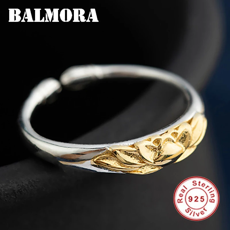 BALMORA,, настоящее 925 пробы, Серебряный цветок лотоса, открытые кольца для мужчин и женщин, подарок для влюбленных, тайское модное серебро, ювелирное изделие SY22078