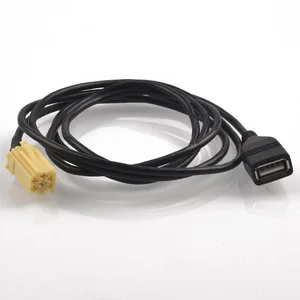 Автомобильный 6-контактный разъем MINI-ISO, Черный USB-Кабель-адаптер, функция AUX для Fiat 500, ducato, doblo, Grande, Punto 2007 +