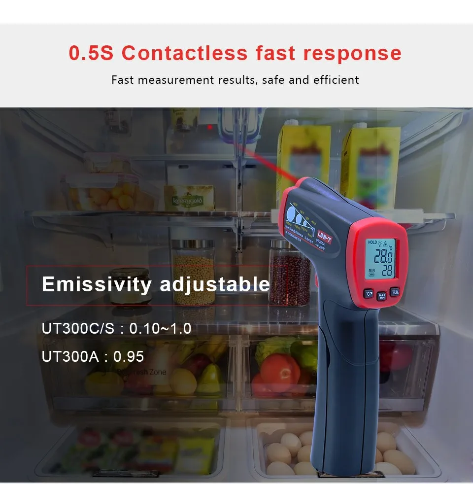 UNI-T UT300A/300C/300 S Бесконтактный лазерный Инфракрасный цифровой Инфракрасный термометр пистолет с ЖК-дисплеем измеритель температуры