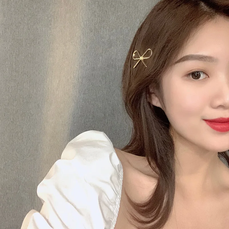 Новинка 2020 простая Милая Золотая заколка с бантом модная Свадебная подарочная