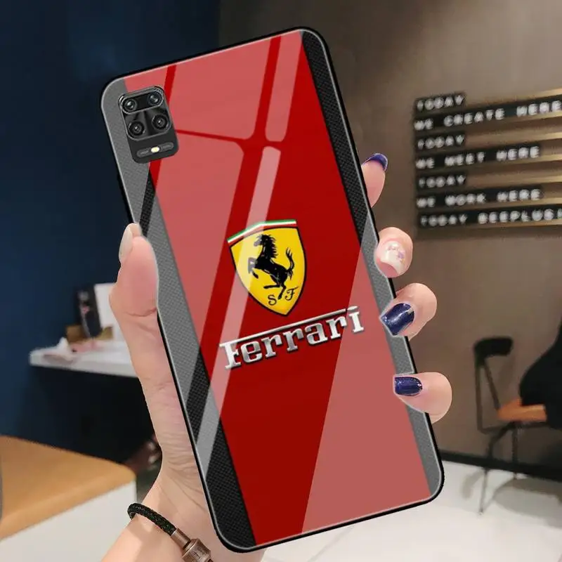 

Phone Case For Redmi 4X 5 5plus 6 6A Note 4 5 6 6pro 7 Xiaomi 6 8se MIX2S Note 3 Tempered Glass Super Run Car F-Ferrari