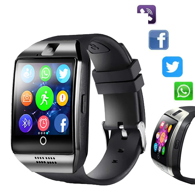 Мужские Смарт часы Q18 Bluetooth Facebook Whatsapp Twitter синхронизация поддержка SIM карты фитнес