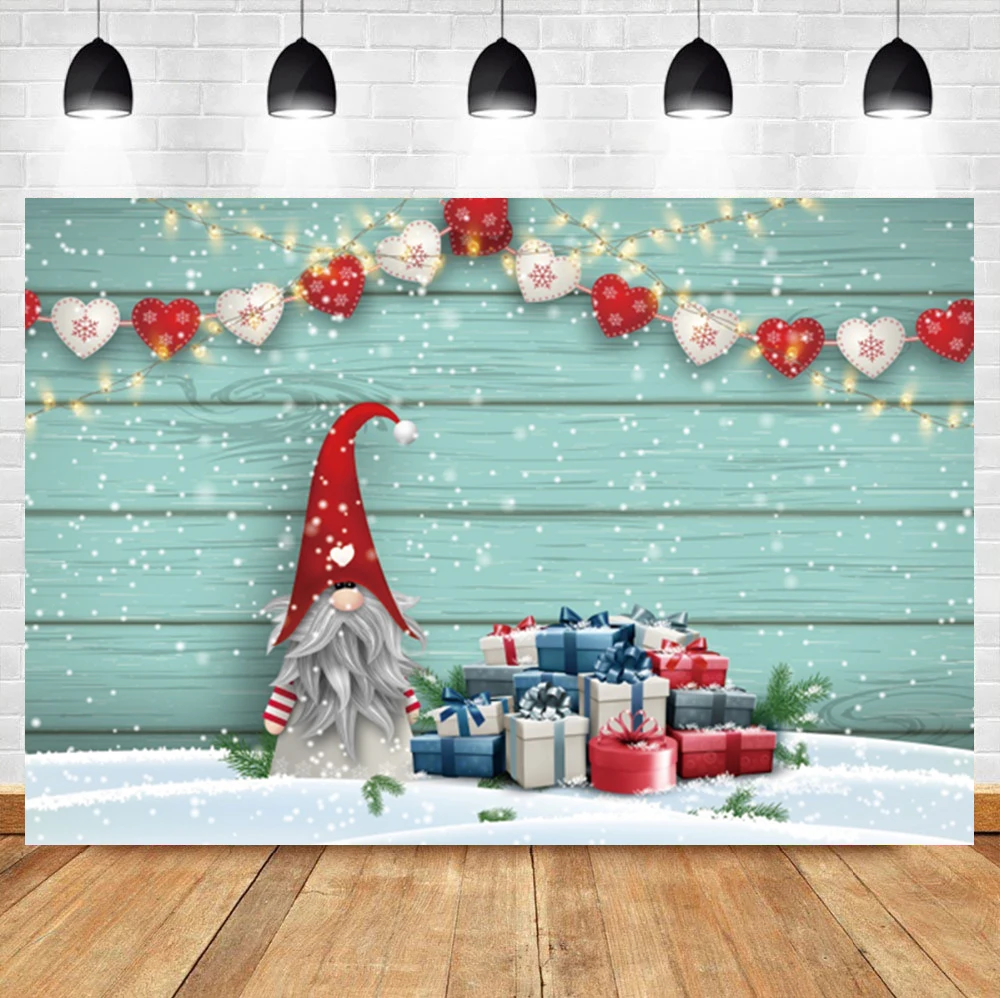 

Laeacco Christmas Wooden Board Cartoon Gift Newborn Birthday Custom Photo Photography Backdrop Photo Background For Photo Studio