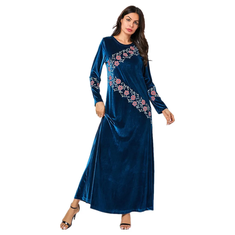 Женское бархатное платье с вышивкой в марокканском стиле, Mc9135