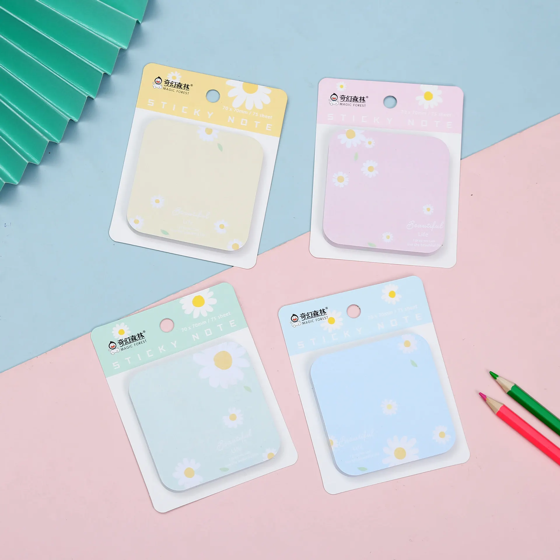 

N times stickers new post-it notes cartoon color cute creative little daisy note stickers message hand account