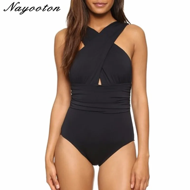 Размера плюс женский слитный купальник с вырезами пляжный пикантный лямкой на