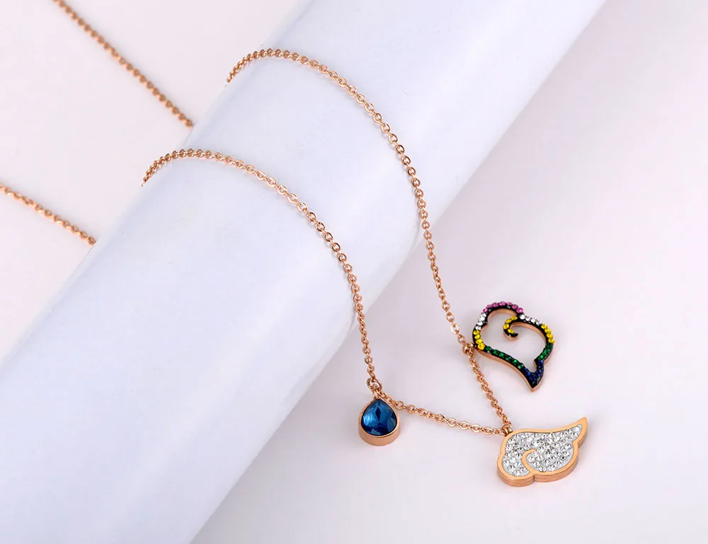 Lokaer Titanium Stainless Steel Colorful CZ Crystal Cloud Choker Necklaces For Women Girls Bohemia Charm Pendant Necklace N19183