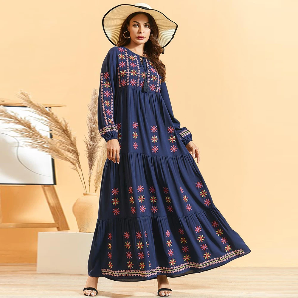 Siskakia шикарное длинное плиссированное платье со снежинками с вышивкой темно