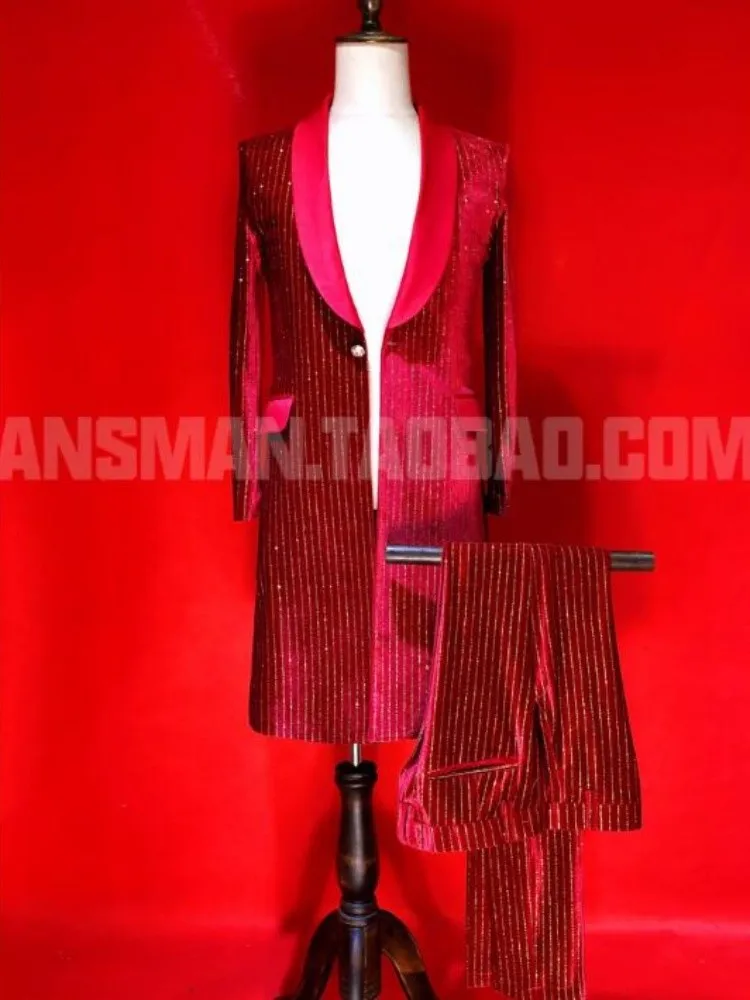 Новинка 2021 повседневный костюм певицы для ночного клуба бархатный длинный