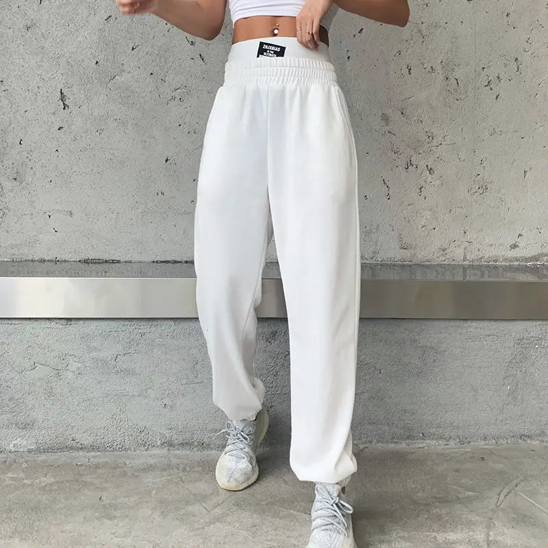 

New 2021 Women Jogger Pants Casual Solid Color Sport Pants Elastic Waist Ankle Cuff Tight Sweatpants with Pocket S-XXL
