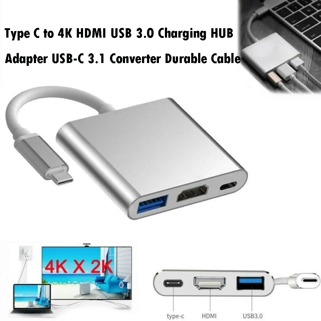 Адаптер для ноутбука ПК и телевизора 3 в 1 Тип C USB 0 HDMI 0|USB-хабы| |