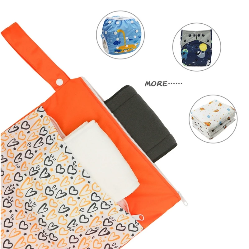 

2021 New 3pcs/set Reusable Baby Wet Dry Bag Capacity Waterproof Cloth Diaper Nappy Bag with 2 Zippers