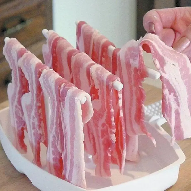 

Plastic Standing Barbecue Grill Household Bacon Grill Meat Tray Rack High Temperature Resistance Microwave Bacon Cooker Shelf