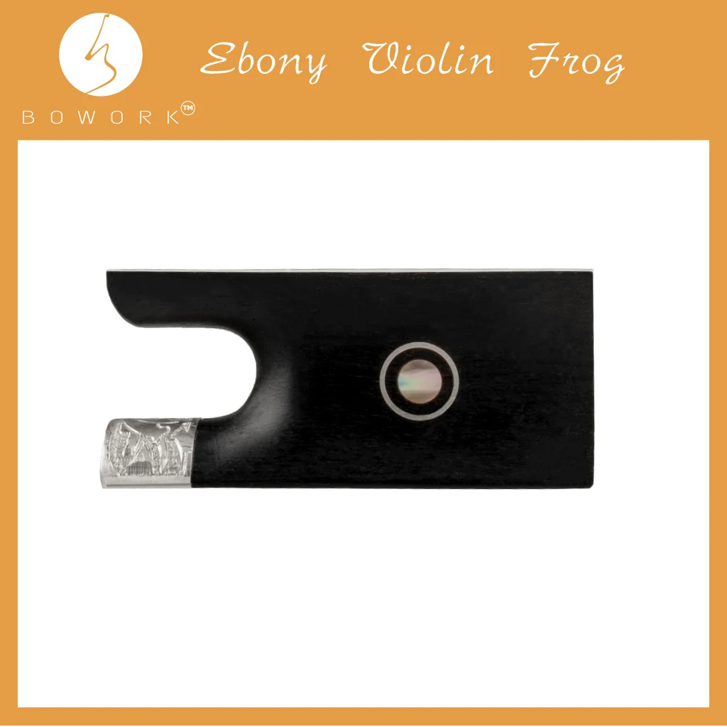 BOWORK Master Ebony Bow Frog Carved Mounting W/ Parisian Eye Inlay 4/4 Violin Bow Frog