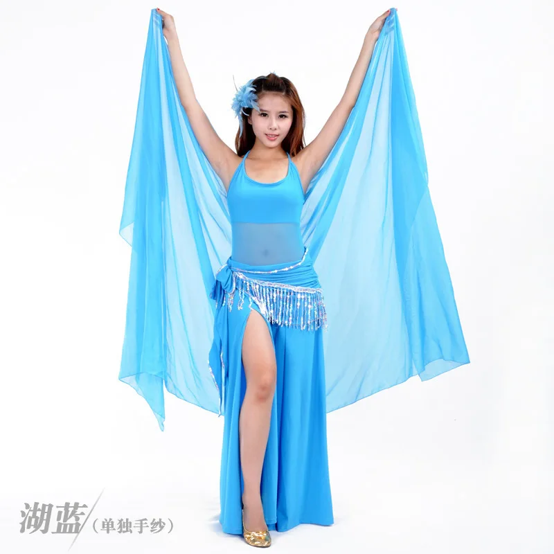 Индийский Оранжевый танец живота костюм современный Восточный BellyDancing пряжа шарф для женщин BellyDance костюм сценическое шоу шаль для танцев - Цвет: turquoise blue