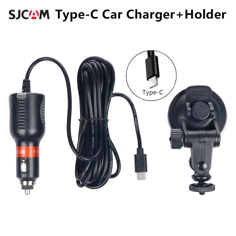 SJCAM Type C автомобильное зарядное устройство + присоска держатель в автомобиль для