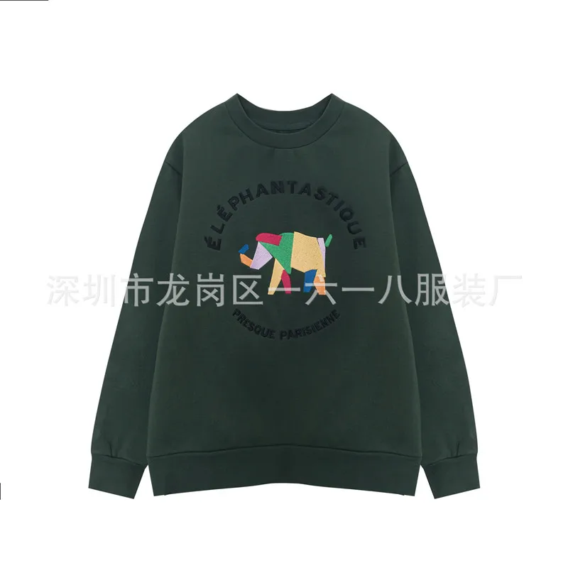 

Women Autumn Winter Green Letter Embroidery Flocking Sweatshirt Female Plus Size Pullovers Ladies Brand Casual Thick Tops ZM290
