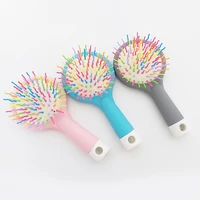 rainbow volume anti static magic detangler hair curl straight massage comb hair brush hair care styling tools with mirror
