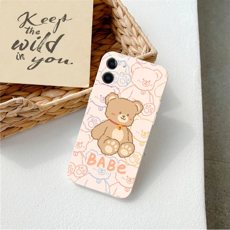 cute bear pattern smart phone case for vivo s1 pro z1 pro y93 v21e y20 20i 12s v17 v19 silicone back cover free global shipping