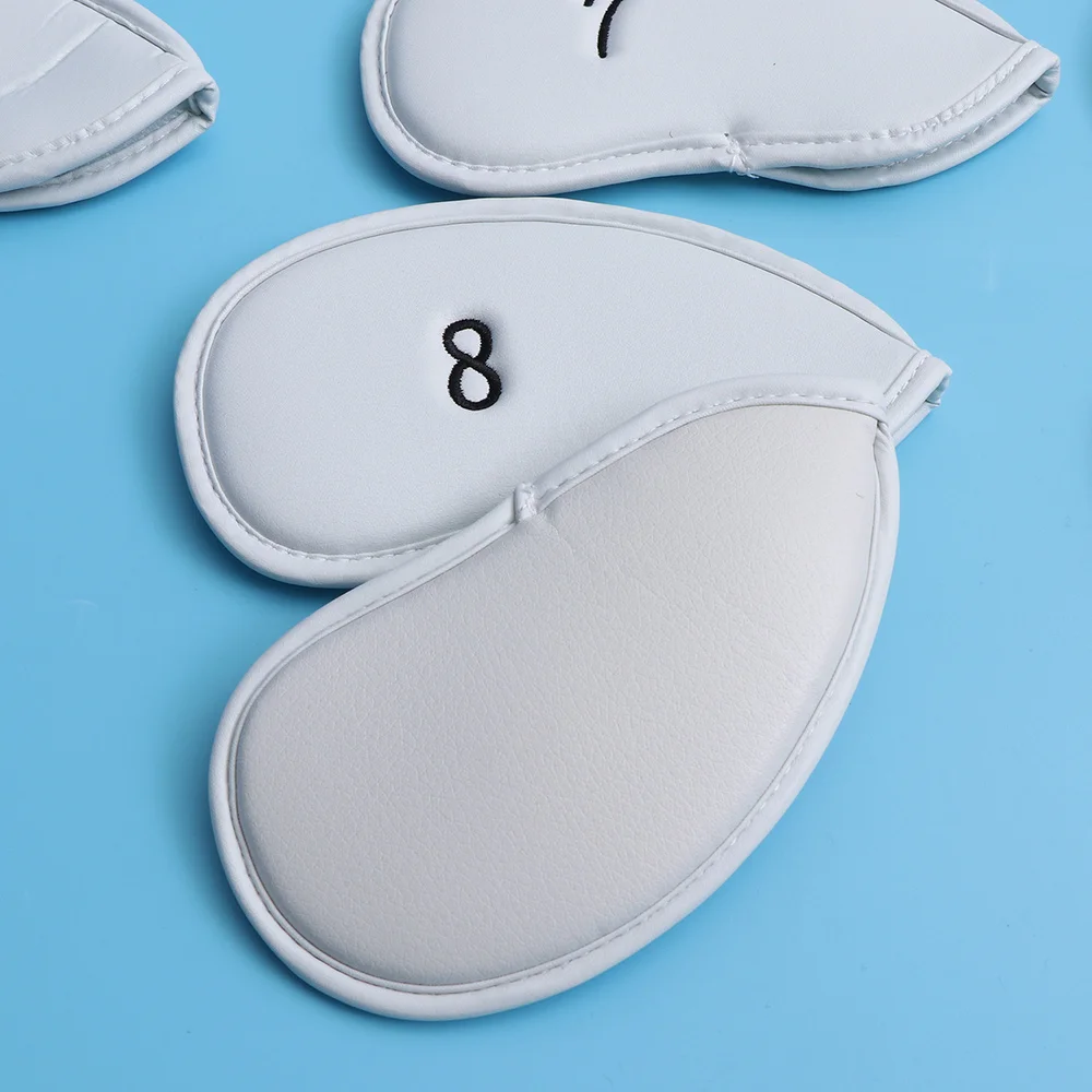 

12 Pcs Synthetic Leather Headcover Set Iron Covers Set Club Head Cover (Blue)