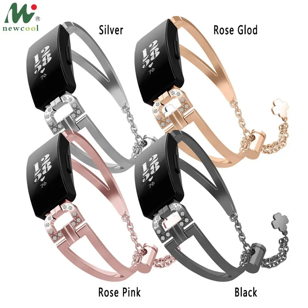 Металлический Кристальный сменный ремешок совместимый с Fitbit Inspire Watch из