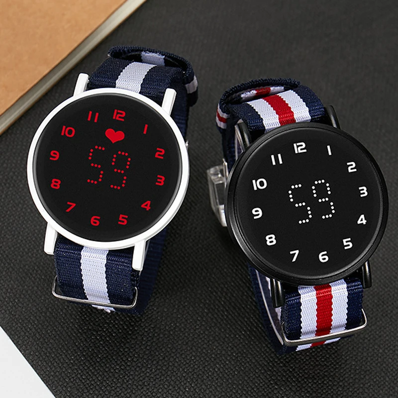 Fashion Touch Srceen Watch Men Led Digital Watches Nylon Band Electronic Wristwatches Men Waterproof Sports Watches Reloj Hombre