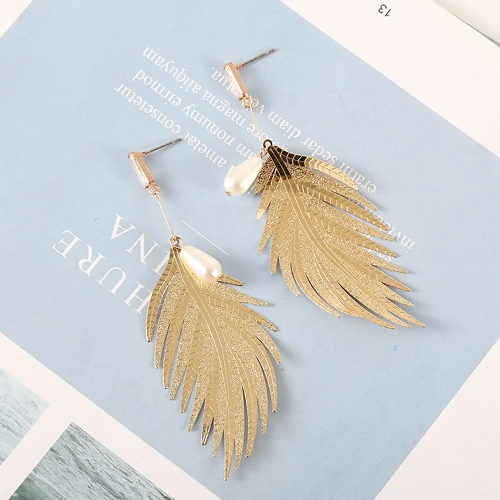 Женские Висячие серьги из сплава в форме листьев и перьев украшение для ушей