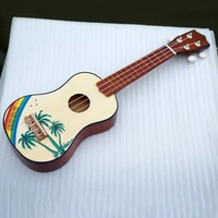 21 inch wooden ukulele children kid creative coconut tree printed pattern string musical instruments for beginner christmas gift