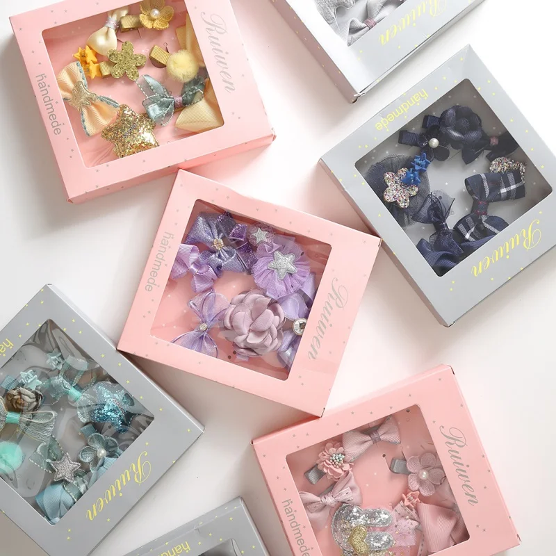 Новинка заколка для волос девочек детский набор заколок тканевая в виде бантика